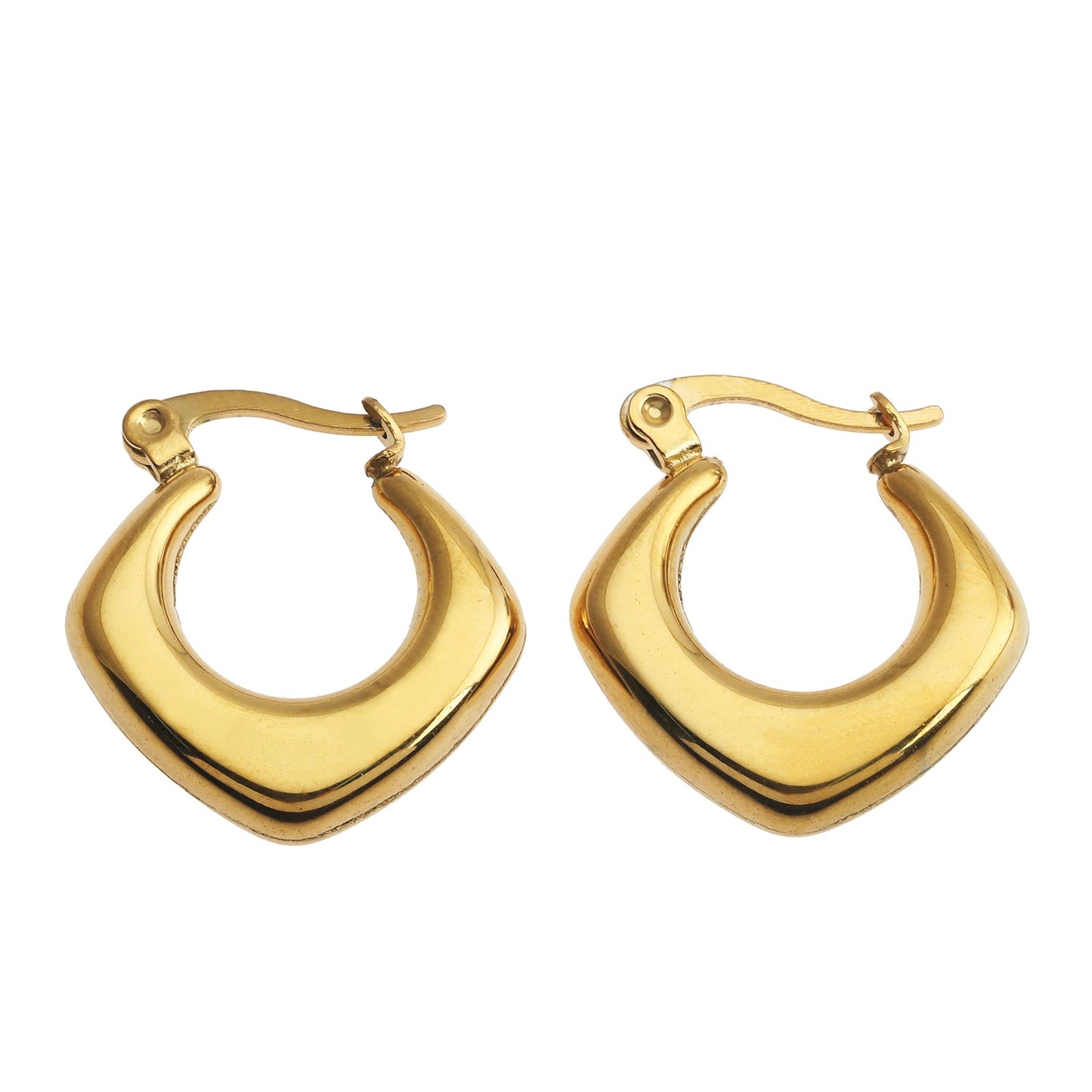 MARIYA: Squared Rounded Hoop Earrings Gold