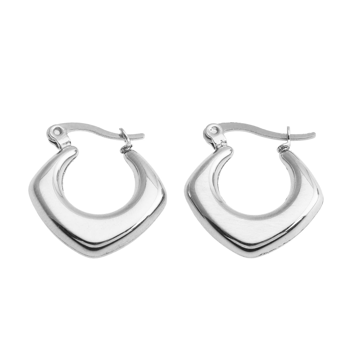 MARIYA Squared Rounded Hoop Earrings Silver