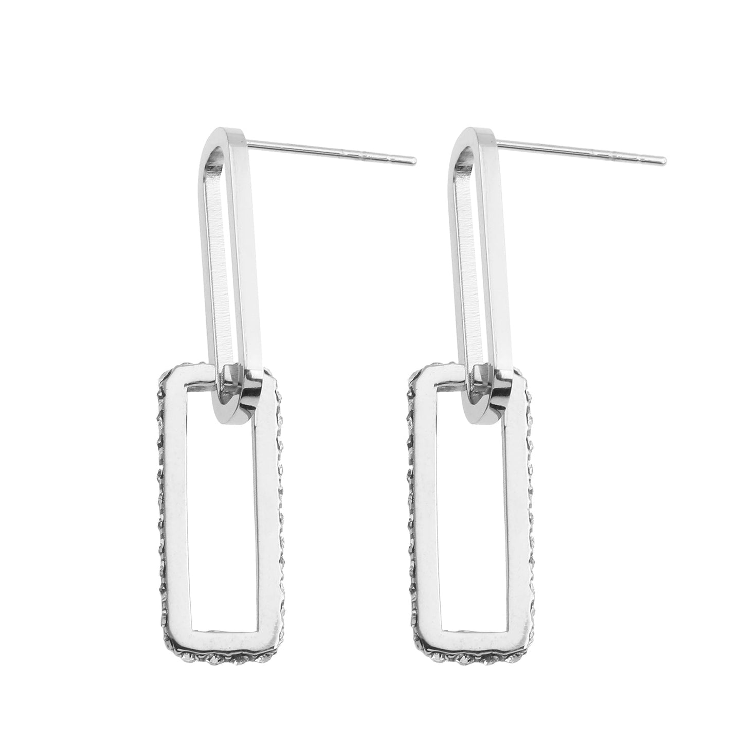 LUCIANA Pavé Zirconia Twin Paper Clip Silver Earrings