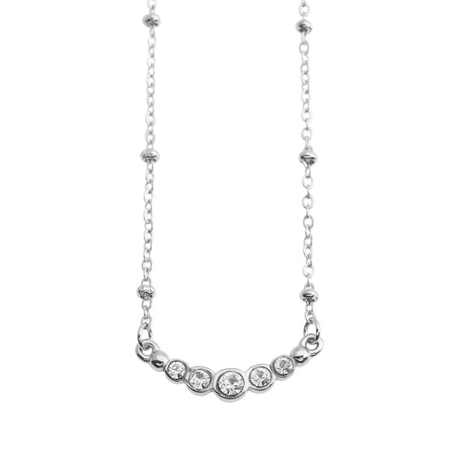 KIMI Beaded Silver Chain with Dainty Pavé-Set Zirconia Pendant