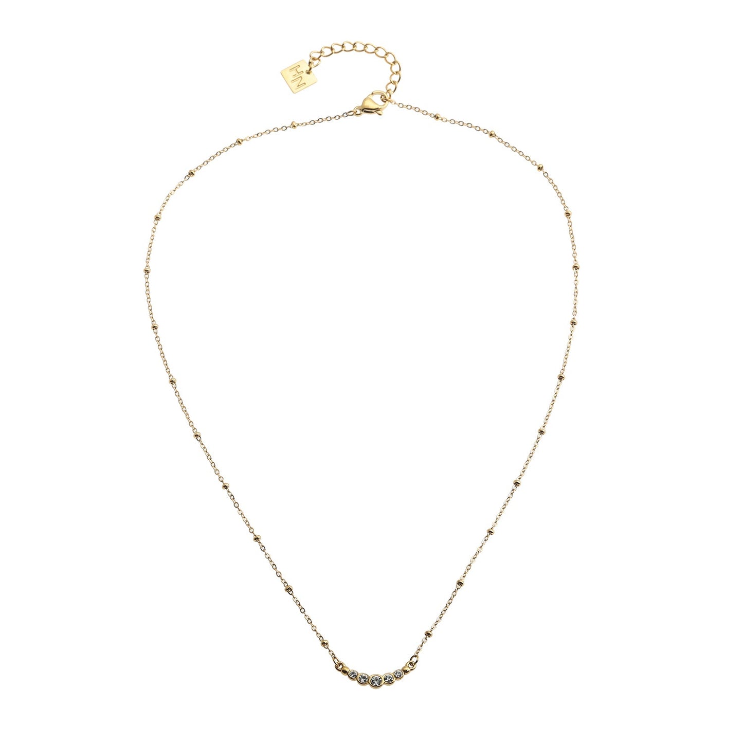 KIMI Beaded Gold Chain with Dainty Pavé-Set Zirconia Pendant