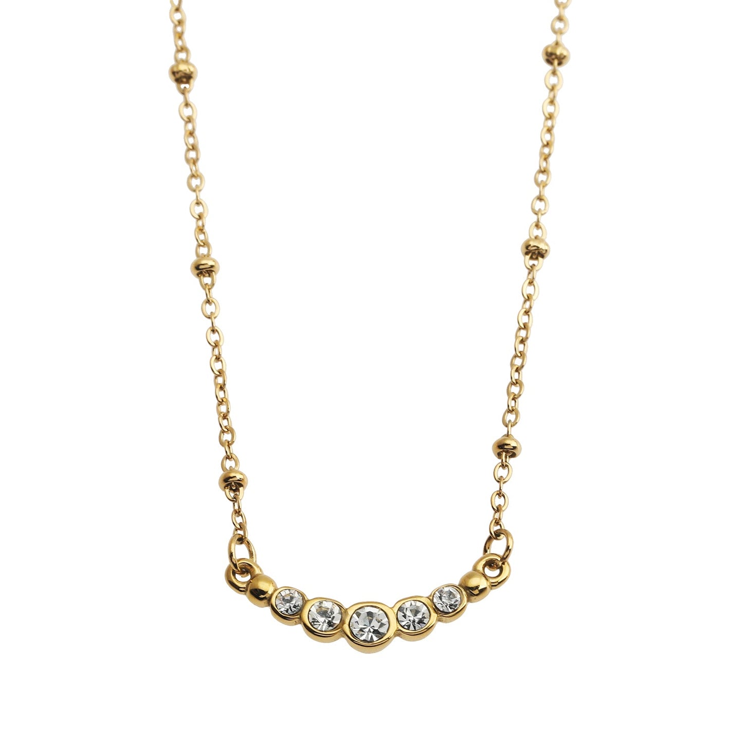 KIMI Beaded Gold Chain with Dainty Pavé-Set Zirconia Pendant