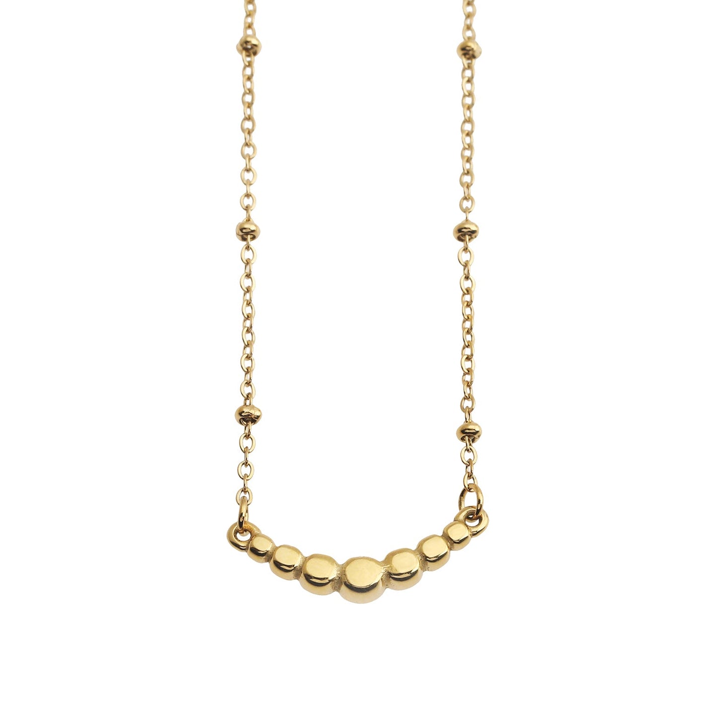 KIMI Beaded Gold Chain with Dainty Pavé-Set Zirconia Pendant