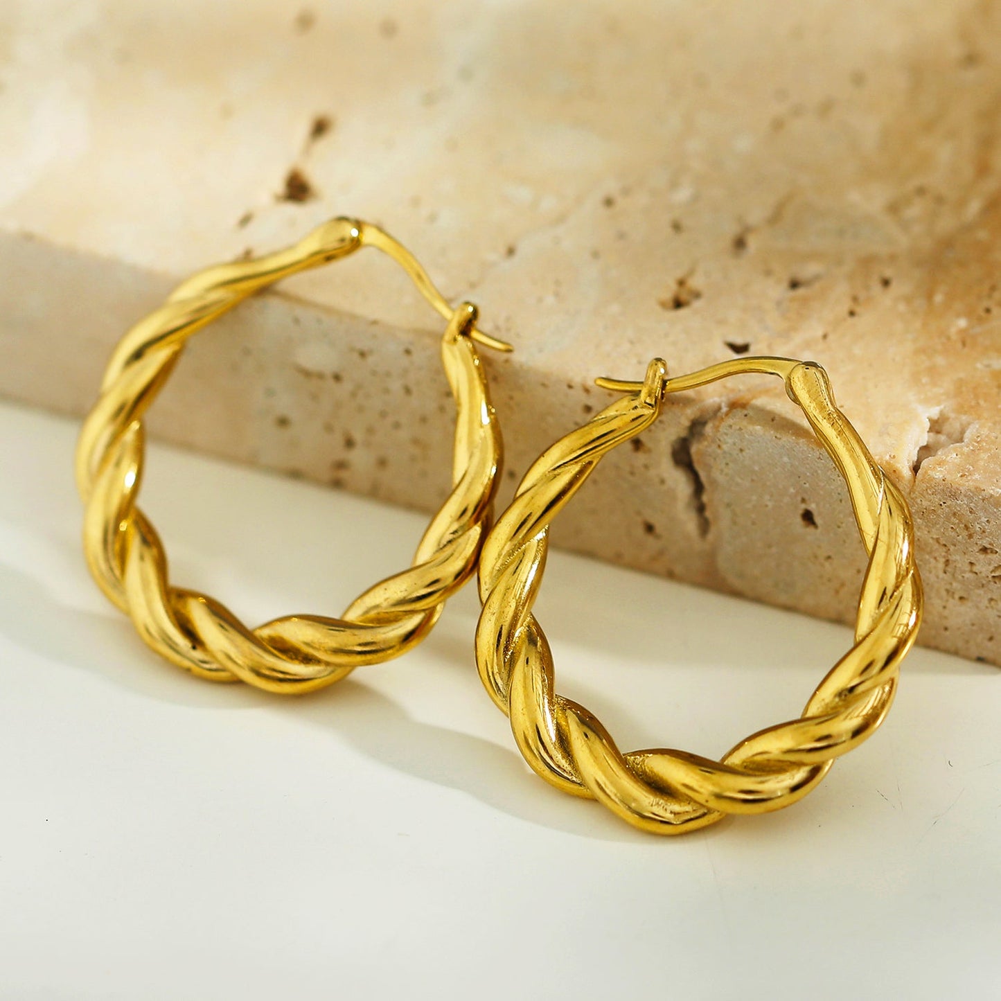 CARWYN Knotted Rope Hoop Gold Earrings