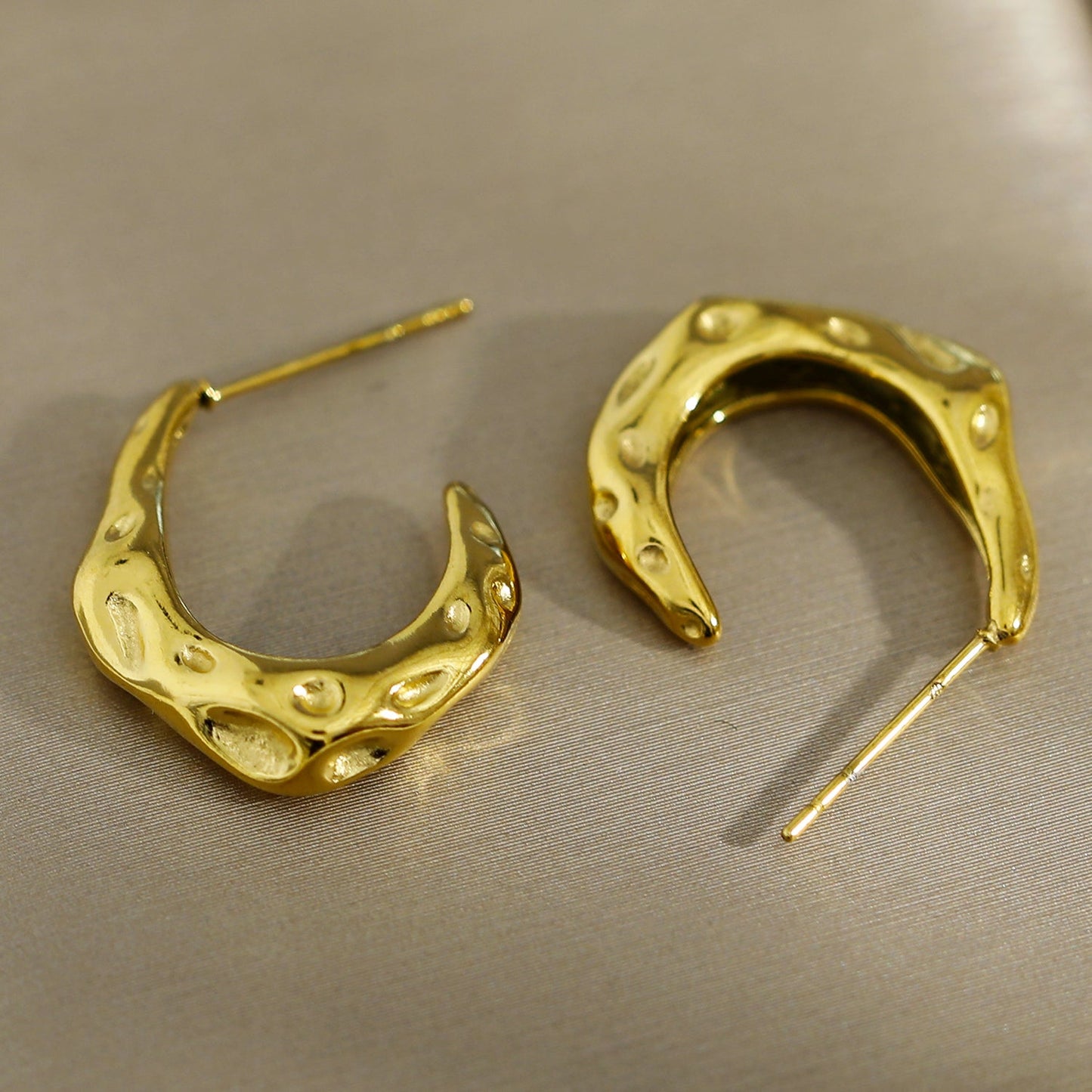 SADE Hammered Finish Mini Hoop Gold Earrings