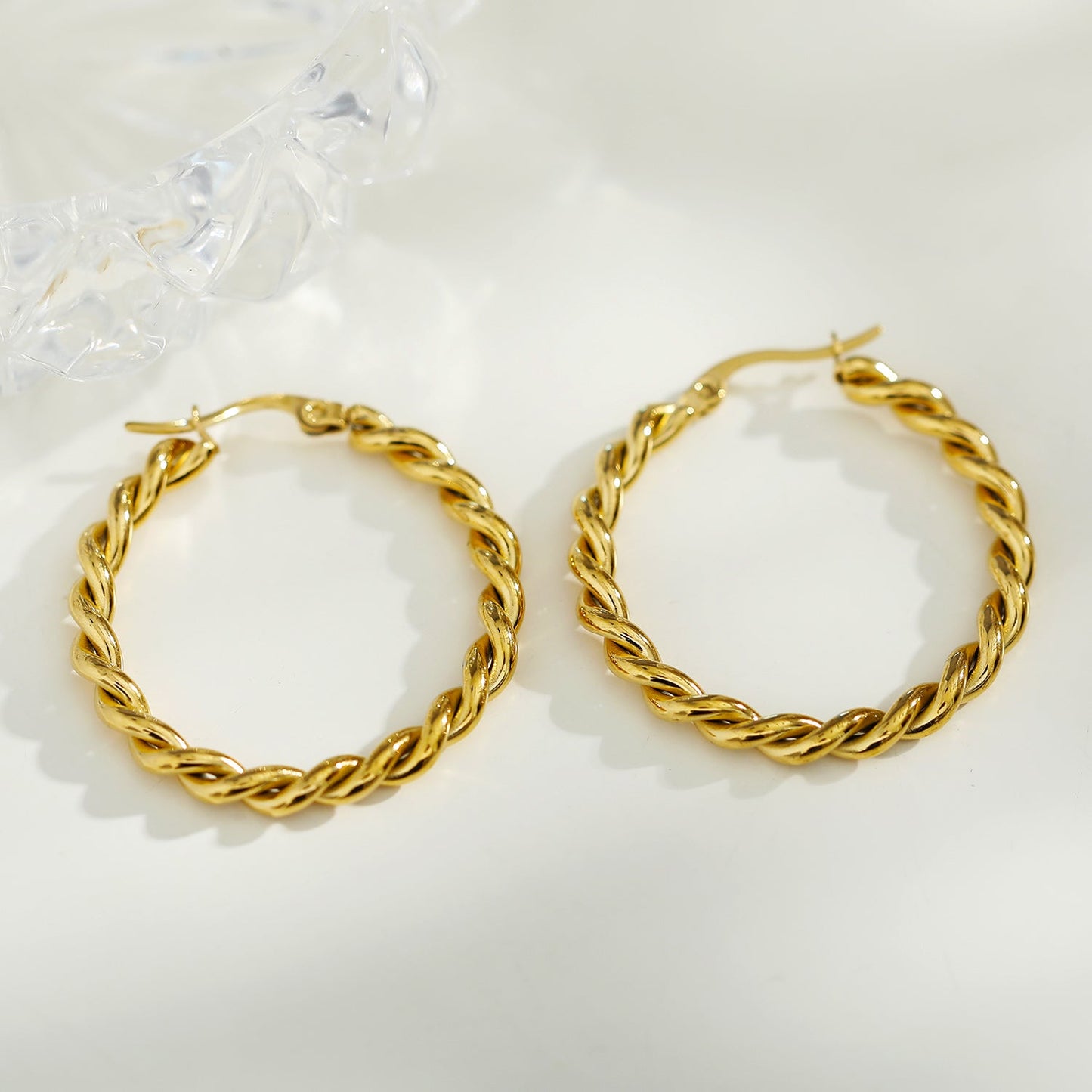 SUKI Twisted Rope Hoop Gold Earrings