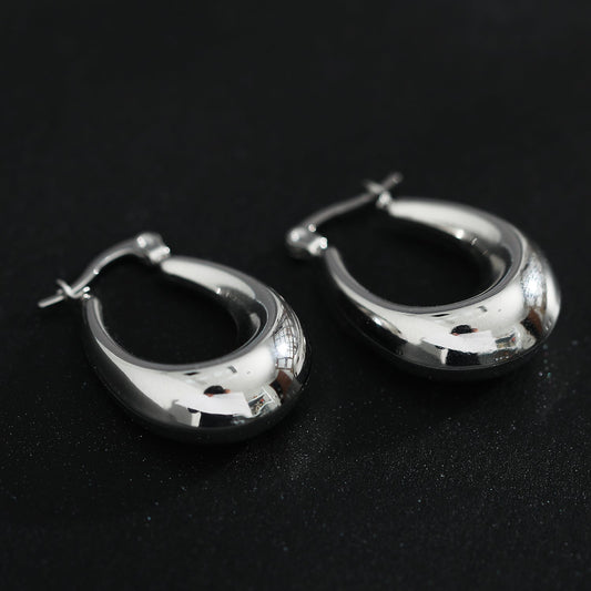 ARINA Chunky Shaped Hoops Silver