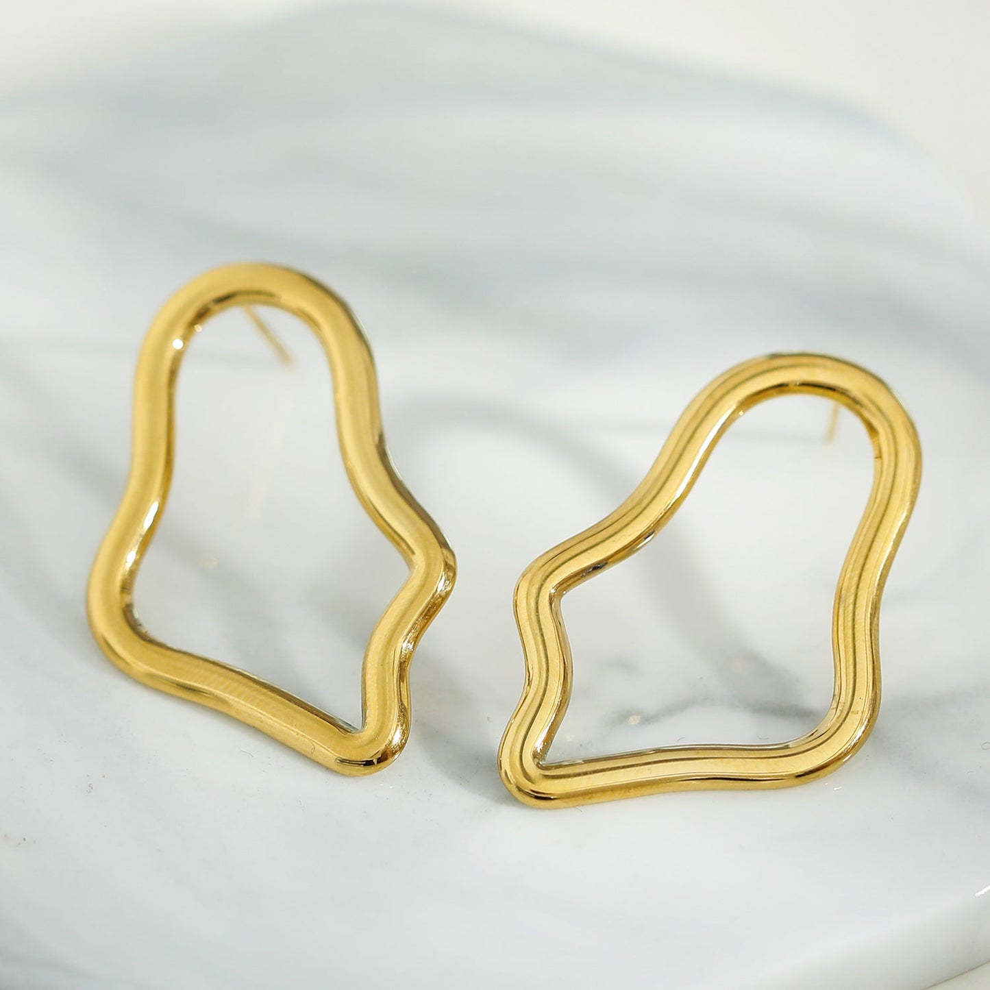 MARTINA Irregular Shaped Hoop Earrings in Gold