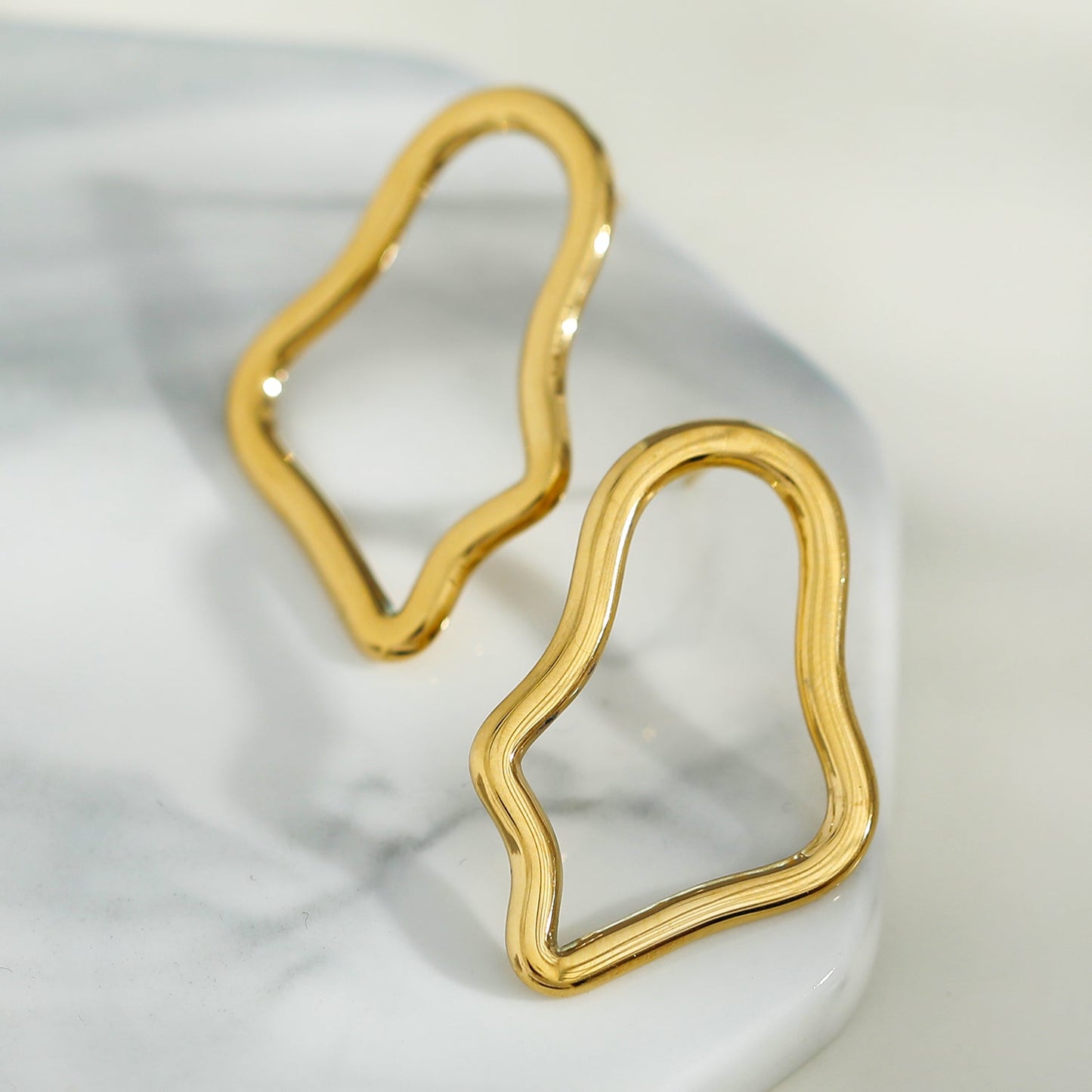 MARTINA Irregular Shaped Hoop Earrings in Gold