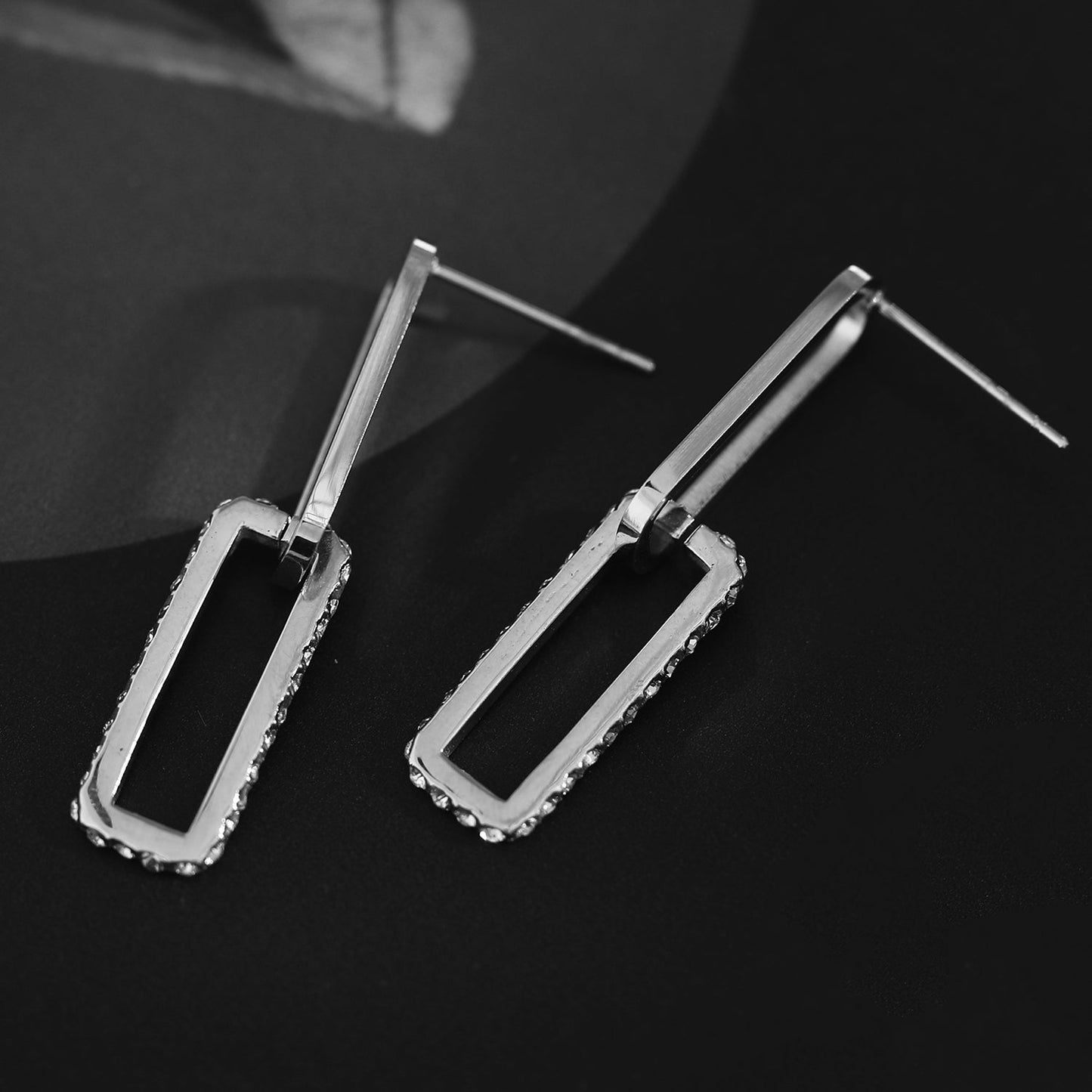 LUCIANA Pavé Zirconia Twin Paper Clip Silver Earrings