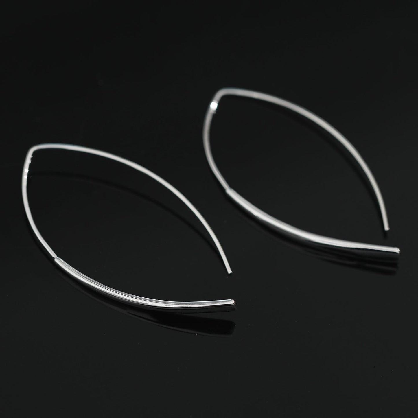 XIMENA Geometric Curves Silver Hoops