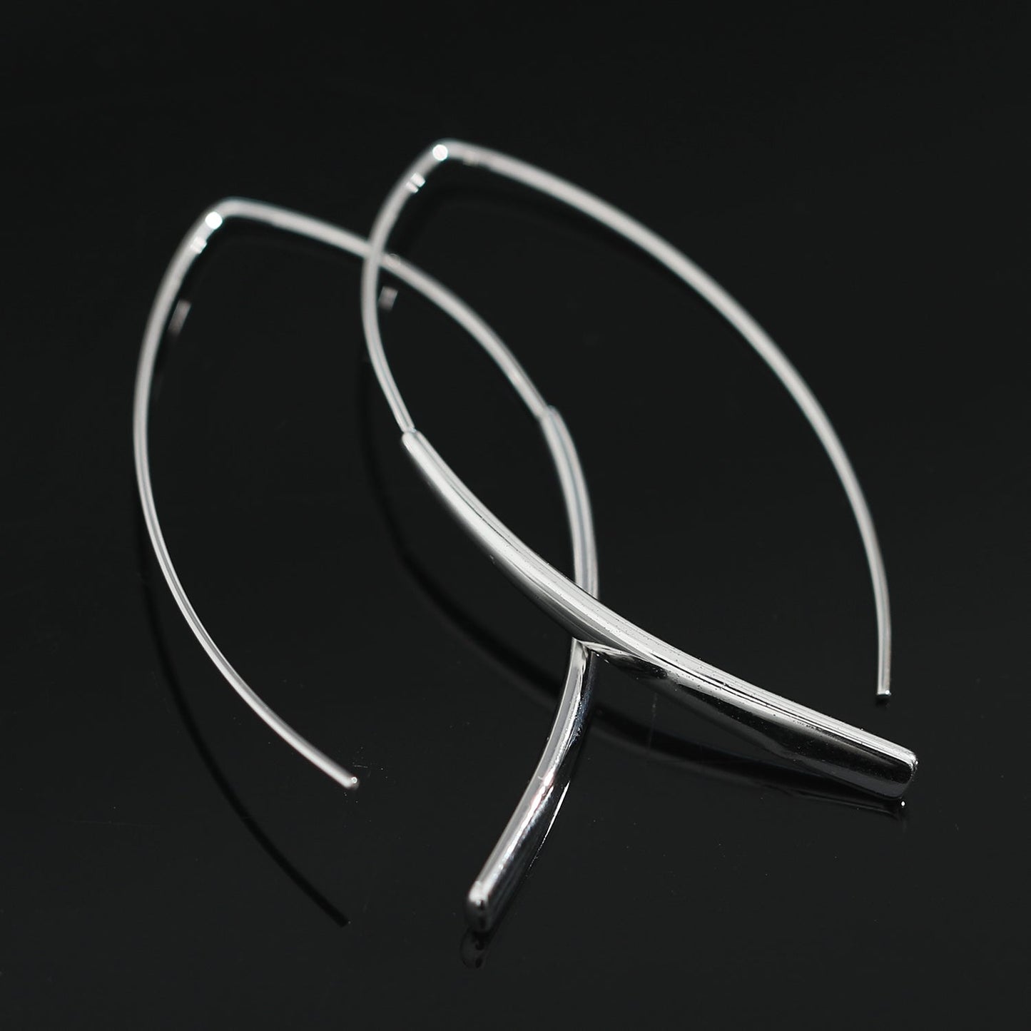 XIMENA Geometric Curves Silver Hoops