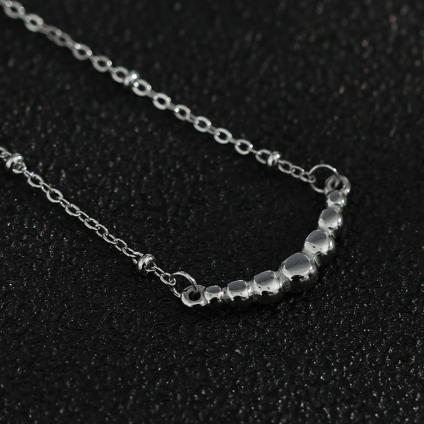 KIMI Beaded Silver Chain with Dainty Pavé-Set Zirconia Pendant