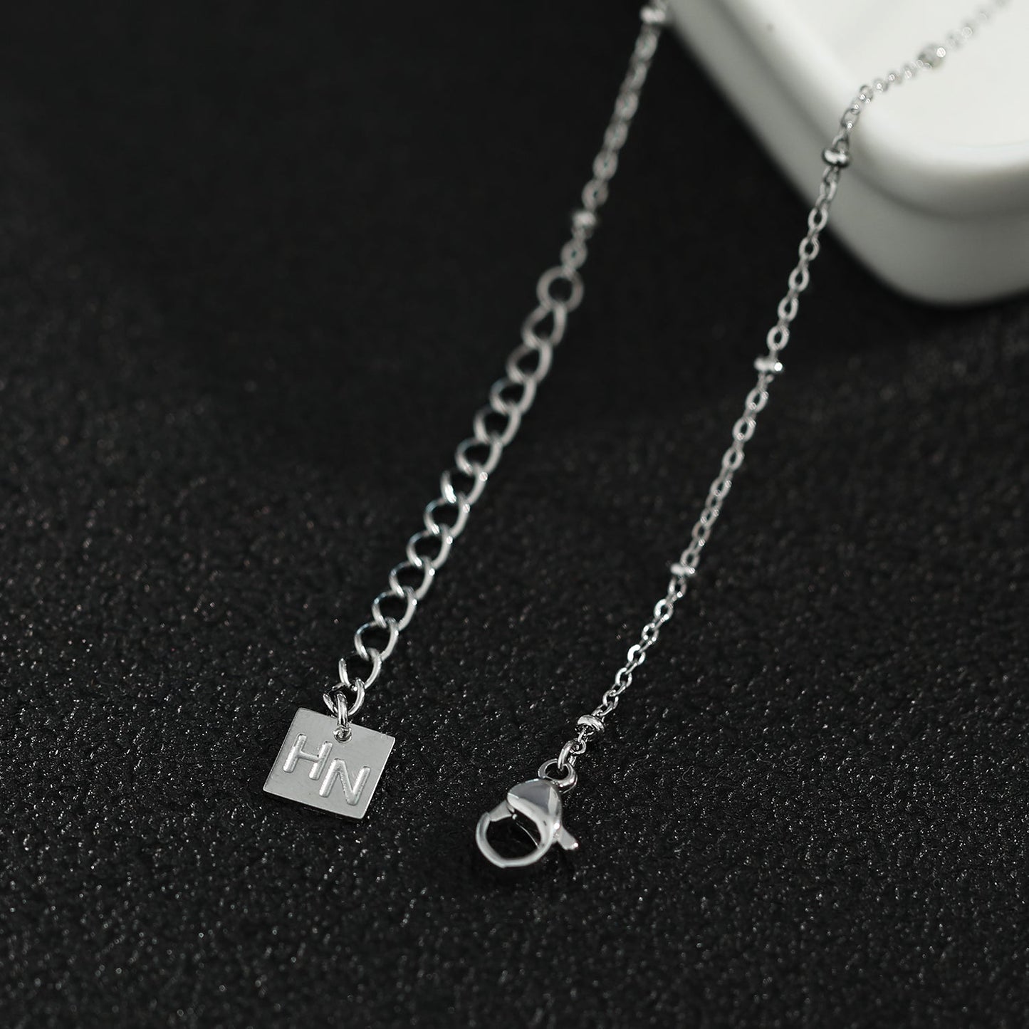 KIMI Beaded Silver Chain with Dainty Pavé-Set Zirconia Pendant