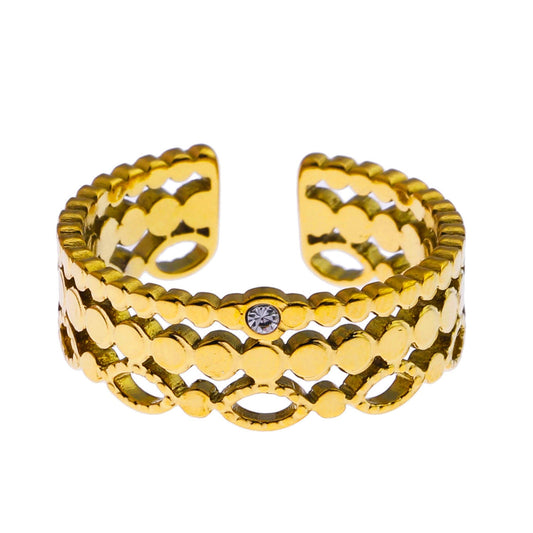 PERLA: Vintage Inspired Multi Staked Ring with Solitaire Zirconia Gemstone