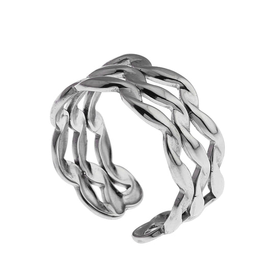 PAIGE: Triple Stacked Wavy Silver Ring