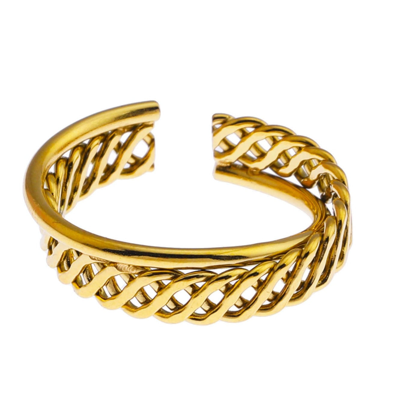 ORELIA Twisted Double Band Basketweave Stacked Ring