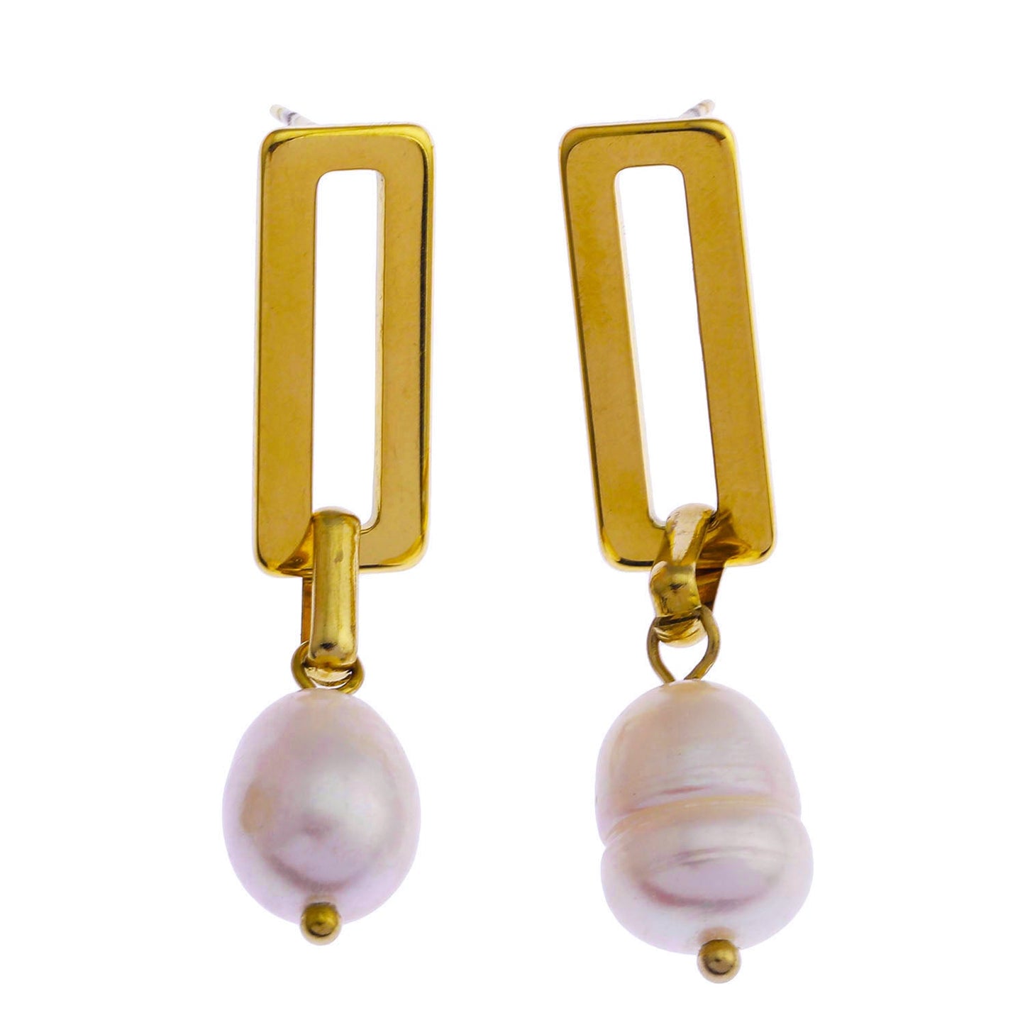 PANGEA Natural Freshwater Pearls on Rectangle Hoops