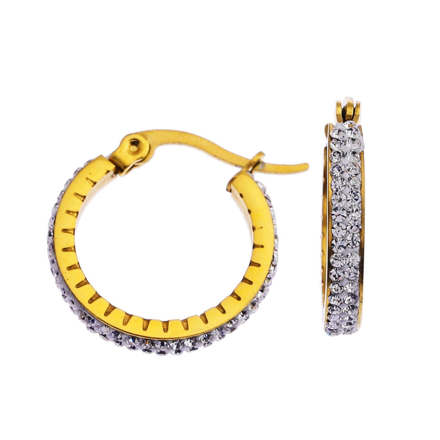 YARA: 'Pavé All the Way' Zirconia Hoop Earrings (Small Size) Gold