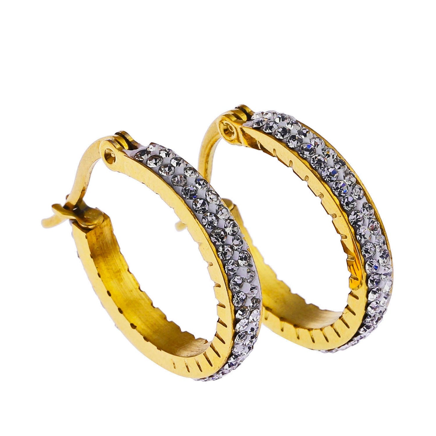 YARA: 'Pavé All the Way' Zirconia Hoop Earrings (Small Size) Gold