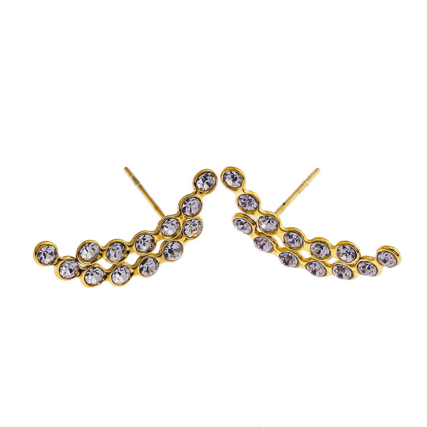 KIANI Duo Curved Silhouette Zirconia Stud Earrings