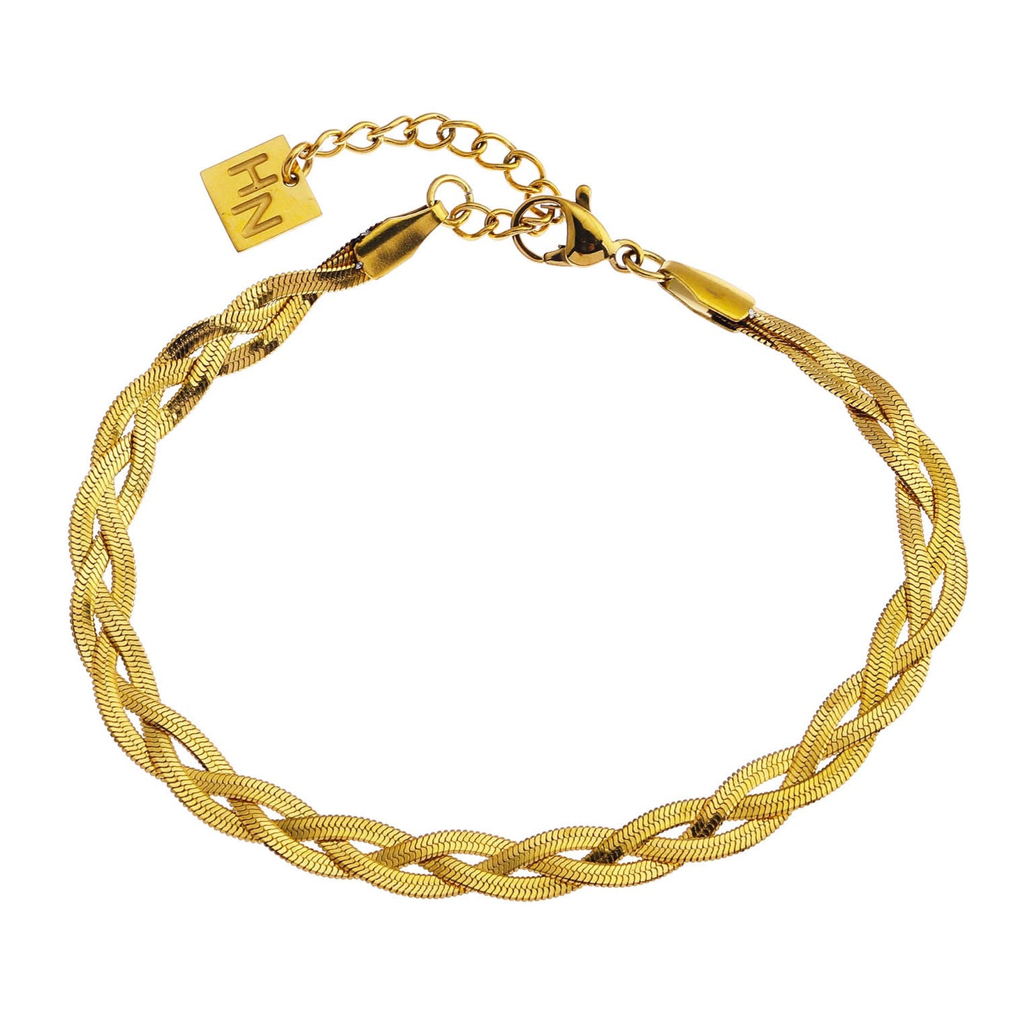 ELLA Gold: Intertwined Herringbone Snake Skin Textured Bracelet