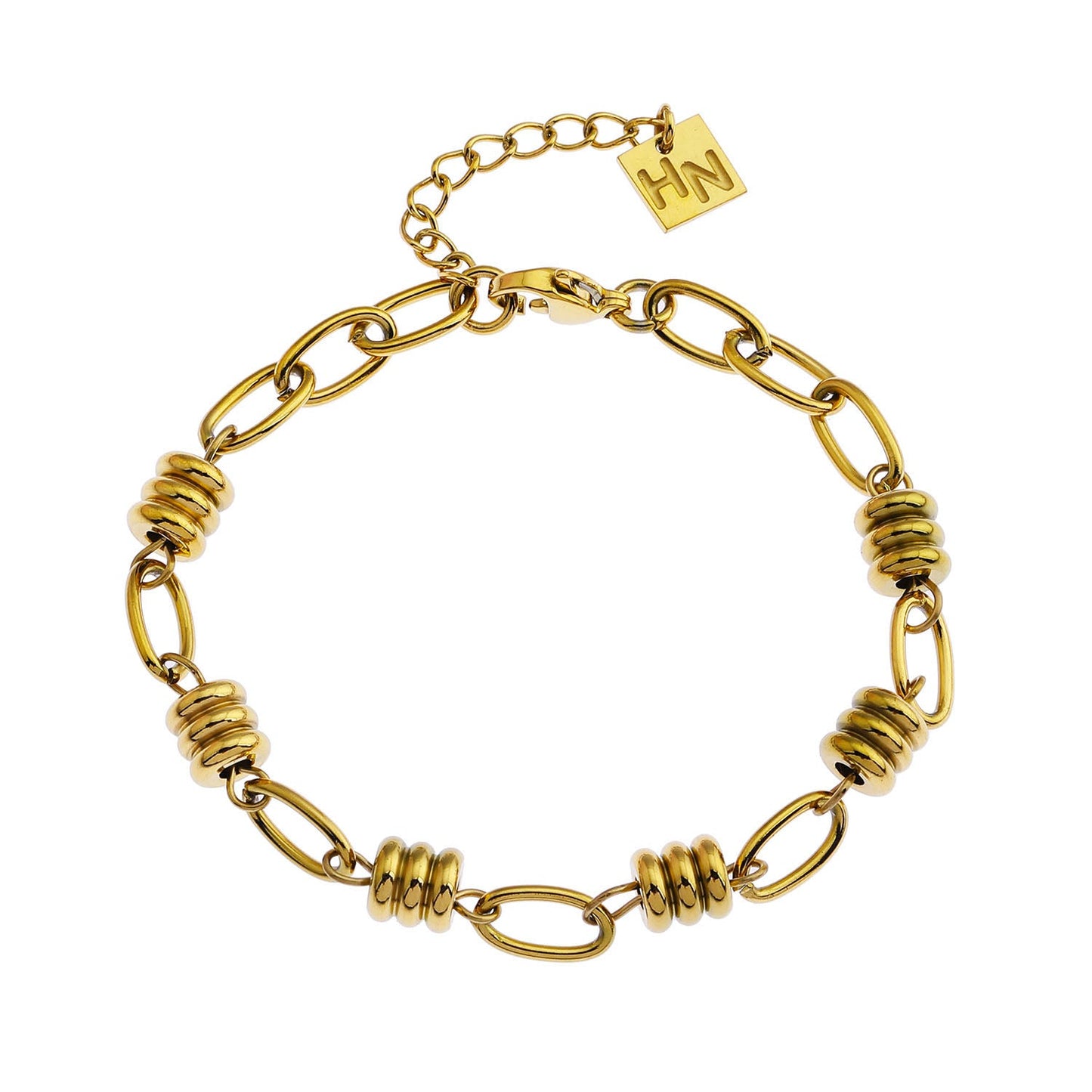 KAMA Oval-Links & Adjoined Beads Statement Bracelet
