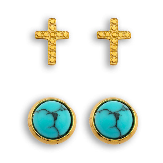 DORA 2-Pair Stud Earrings Set