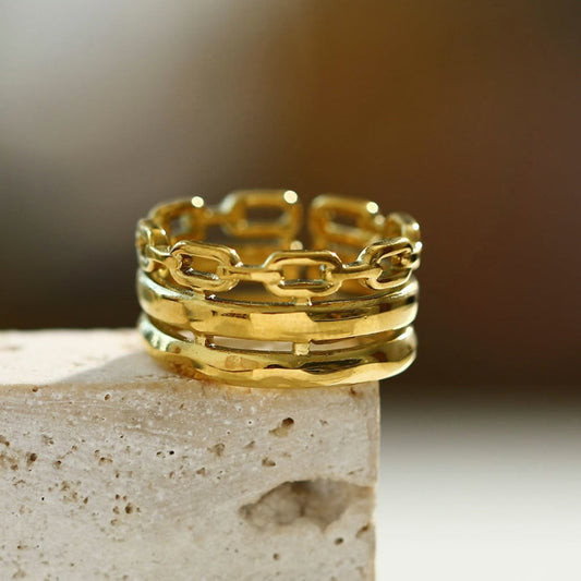 ORIA Triple Banded Stacked Ring