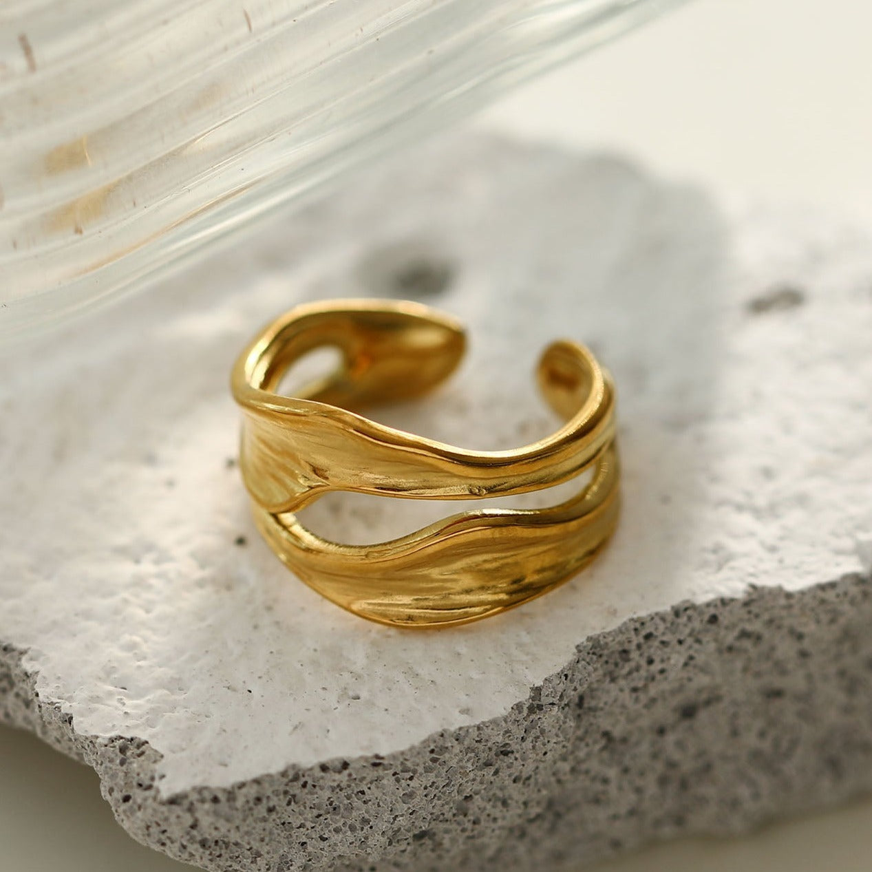 LARKE Avant-Garde Textured & Shaped Stacked Abstract Ring