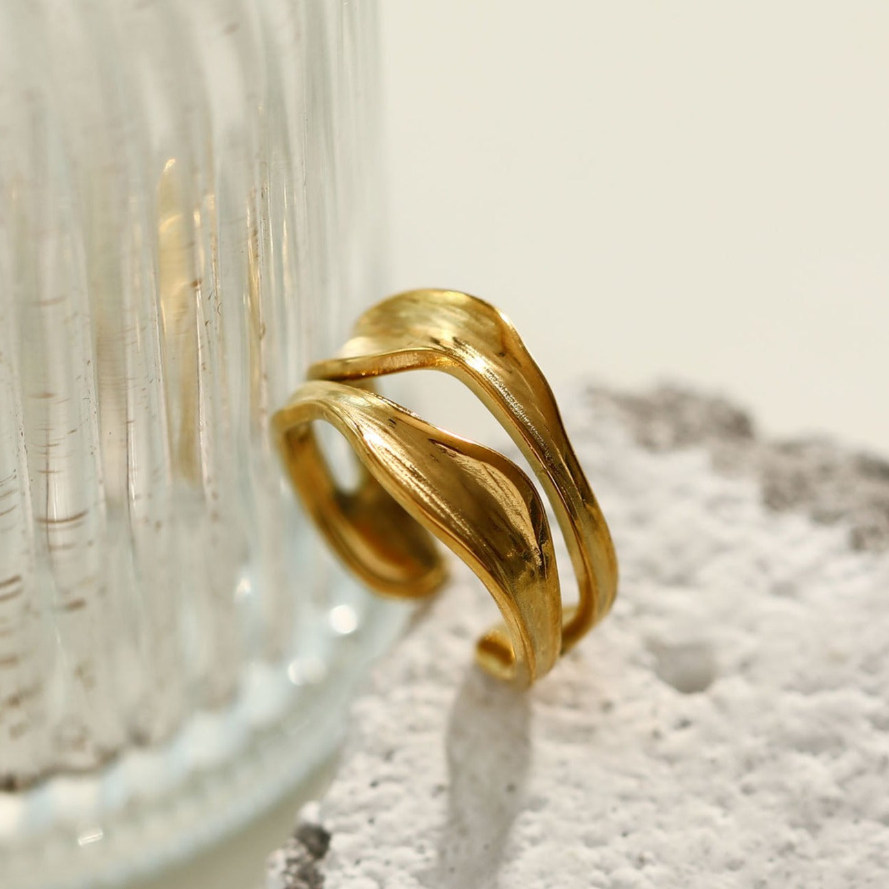 LARKE Avant-Garde Textured & Shaped Stacked Abstract Ring