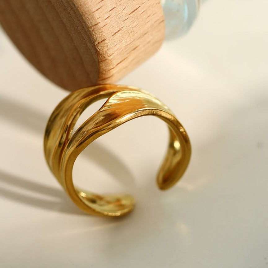 LARKE Avant-Garde Textured & Shaped Stacked Abstract Ring