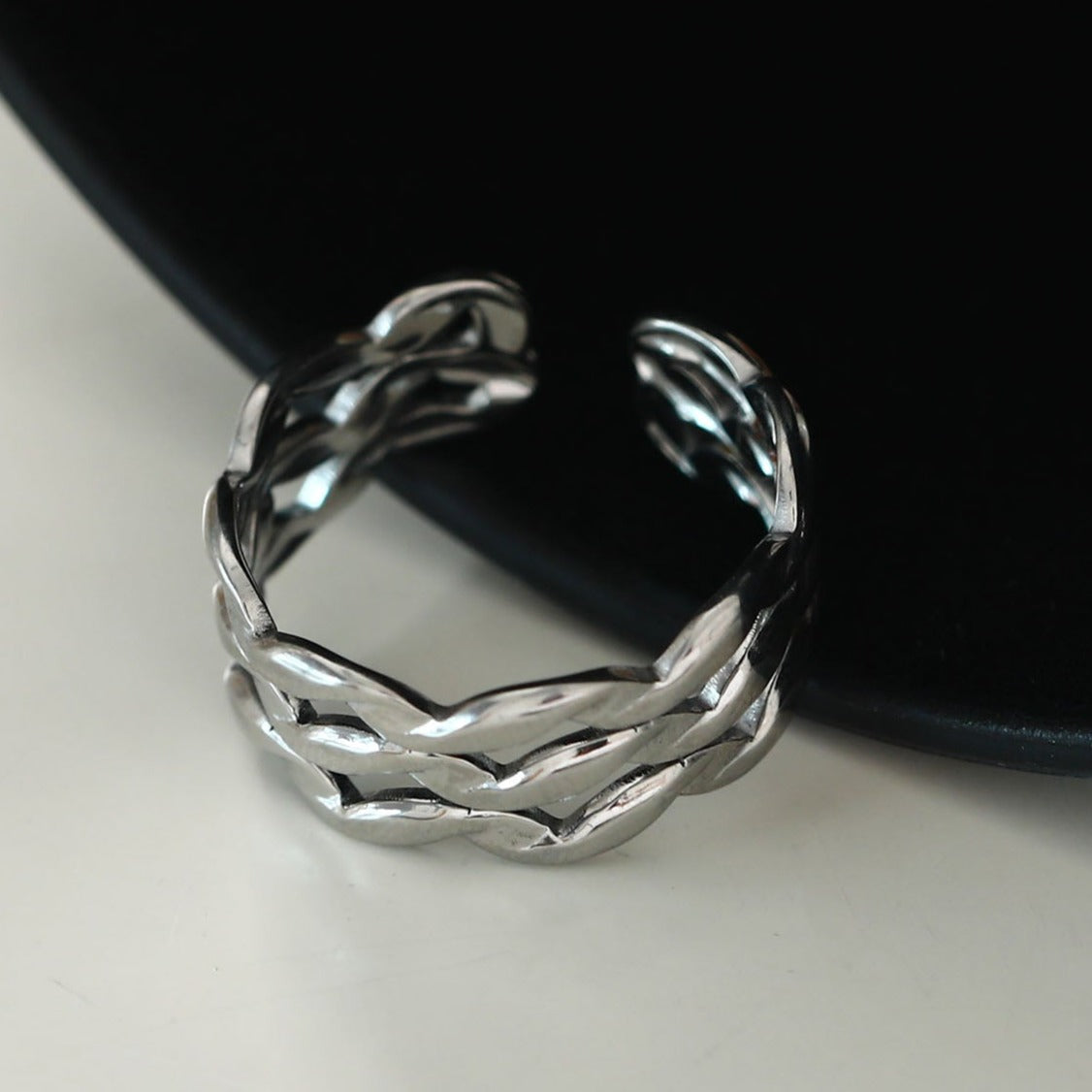 PAIGE: Triple Stacked Wavy Silver Ring