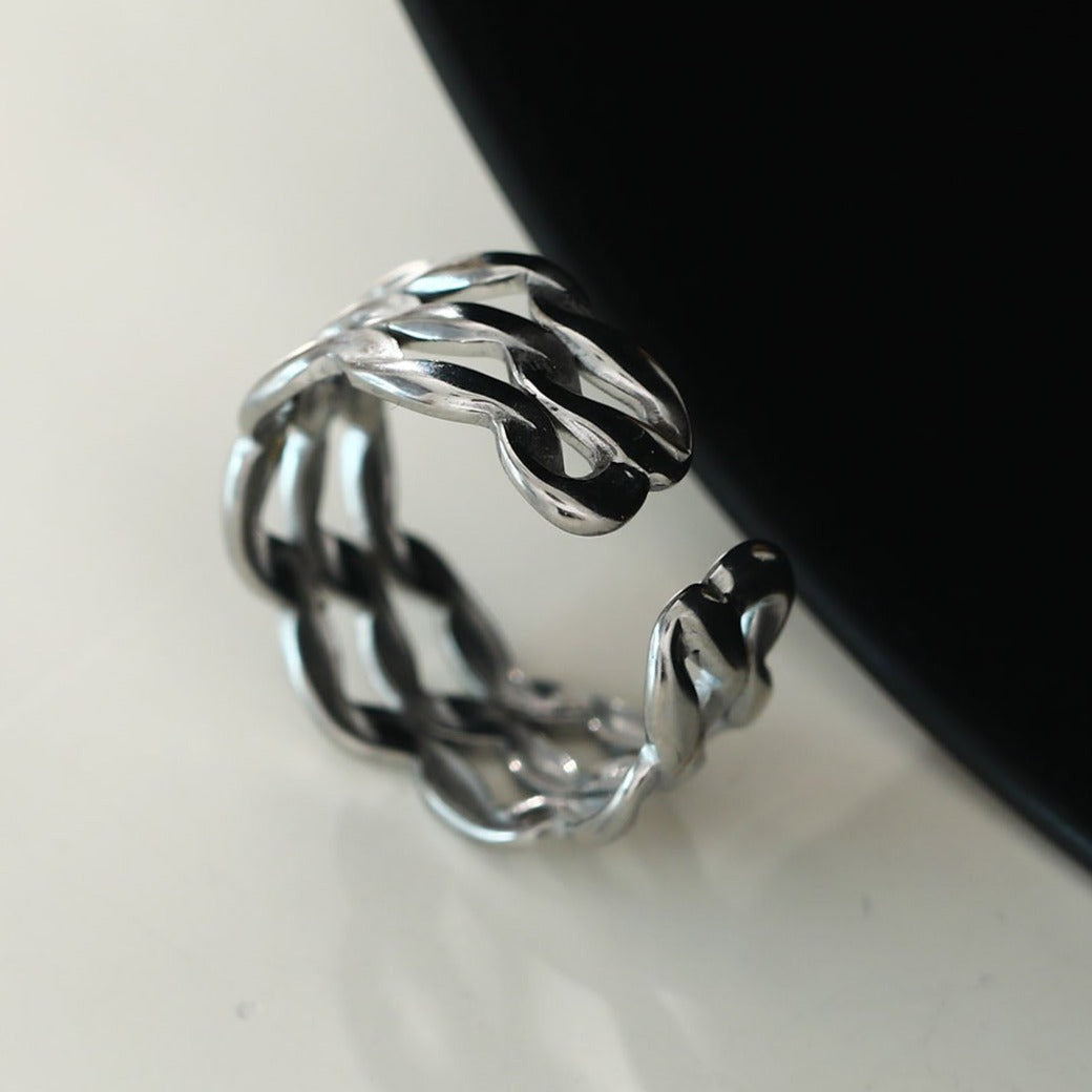 PAIGE: Triple Stacked Wavy Silver Ring