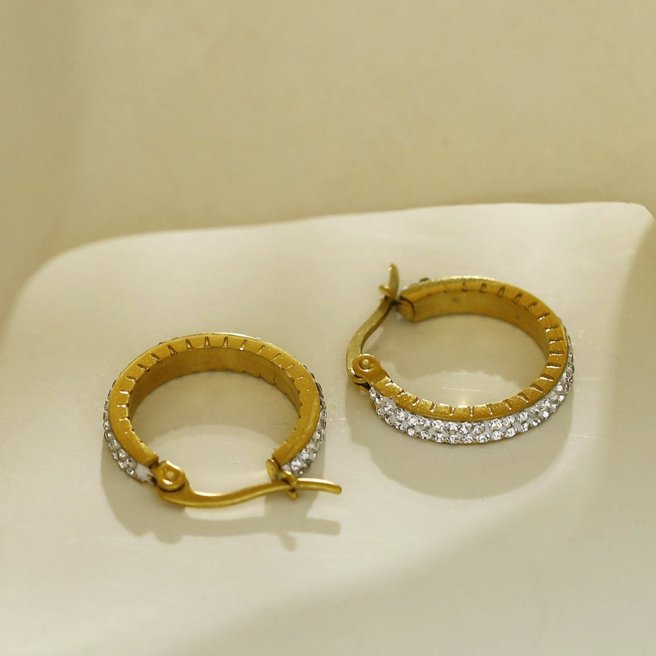 YARA: 'Pavé All the Way' Zirconia Hoop Earrings (Small Size) Gold