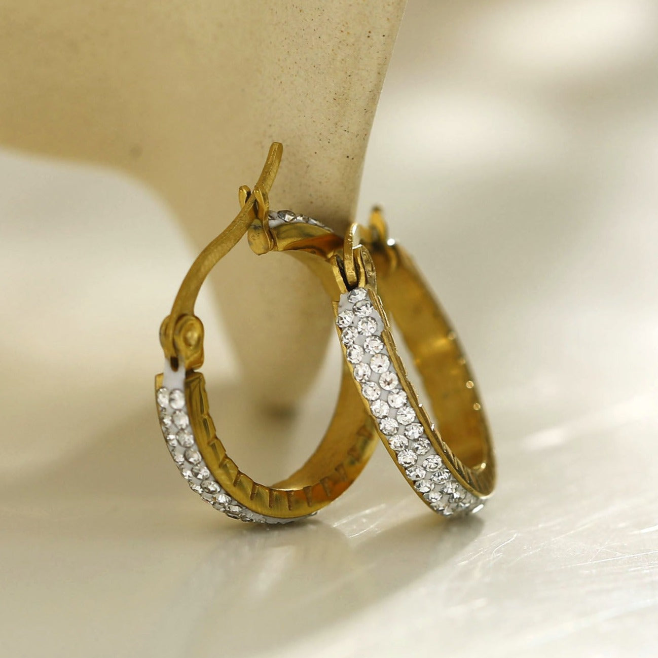 YARA: 'Pavé All the Way' Zirconia Hoop Earrings (Small Size) Gold