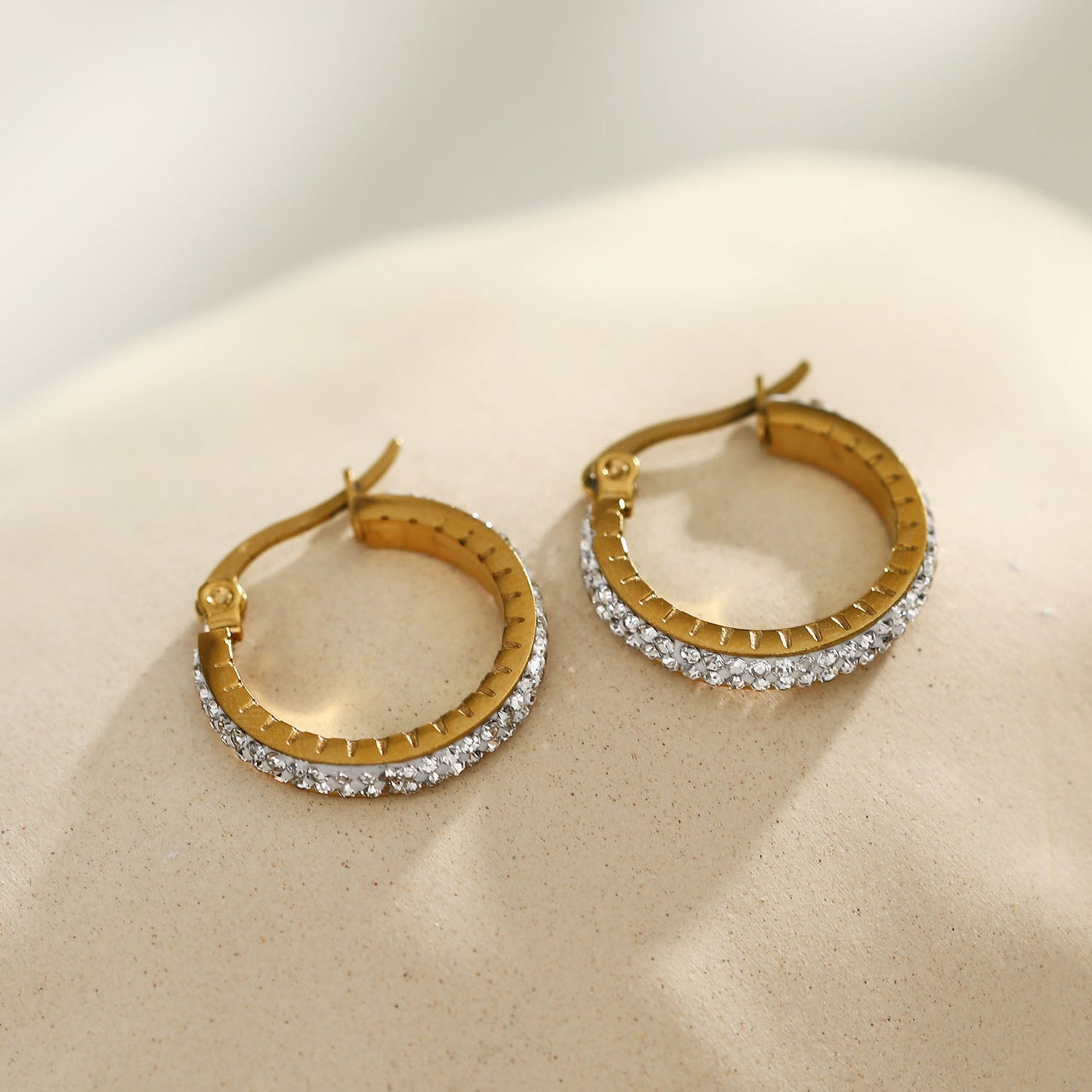 YARA: 'Pavé All the Way' Zirconia Hoop Earrings (Small Size) Gold