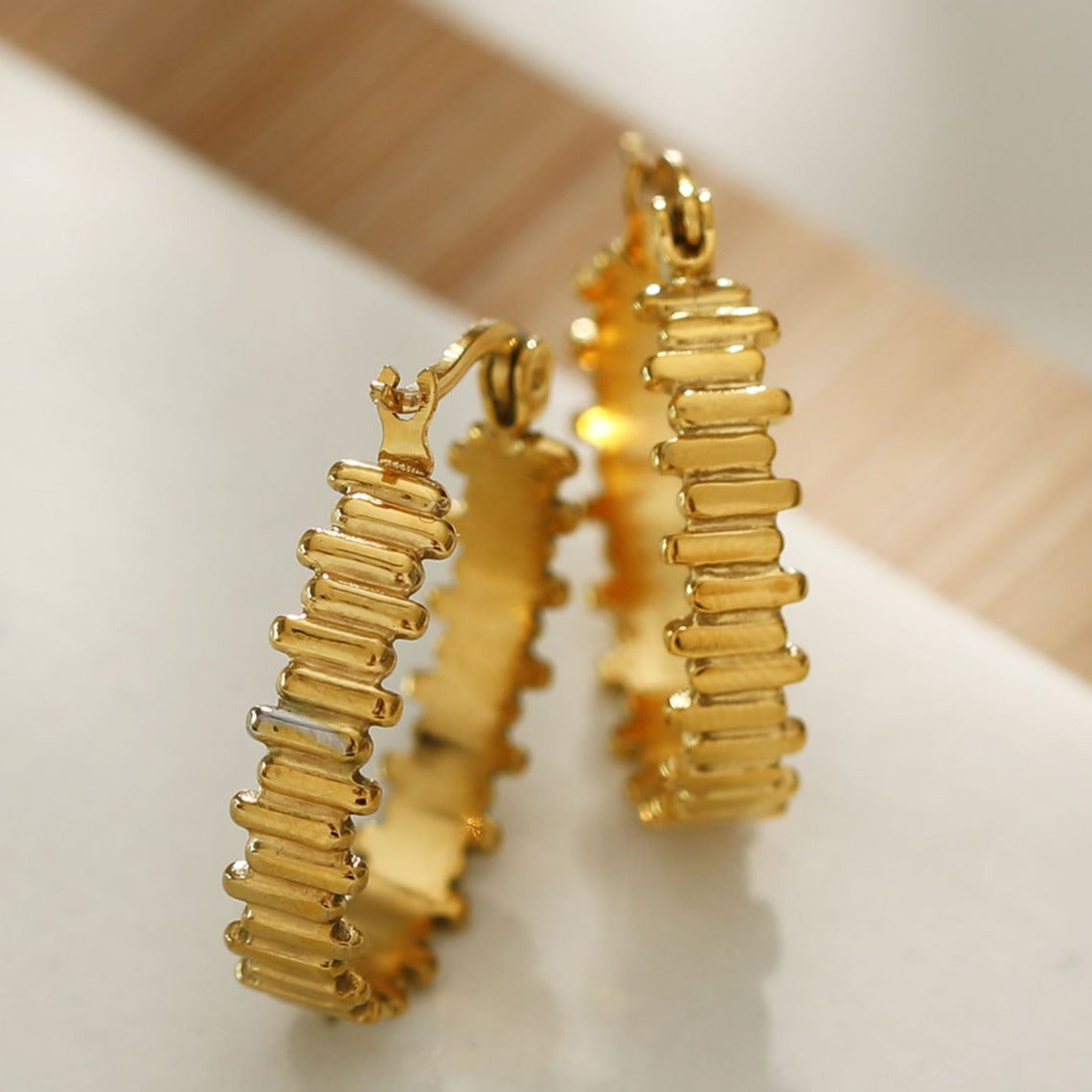 KANA Uneven Laddered Hoop Earrings