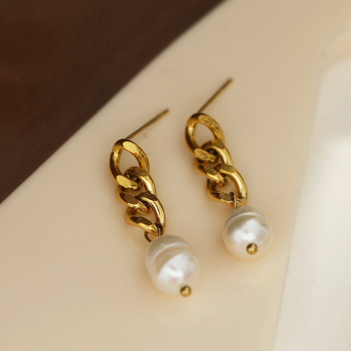 CATH Natural Freshwater Pearl Linked Drop Earrings
