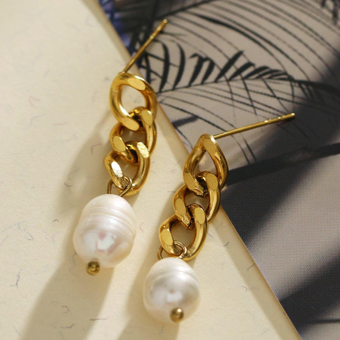 CATH Natural Freshwater Pearl Linked Drop Earrings