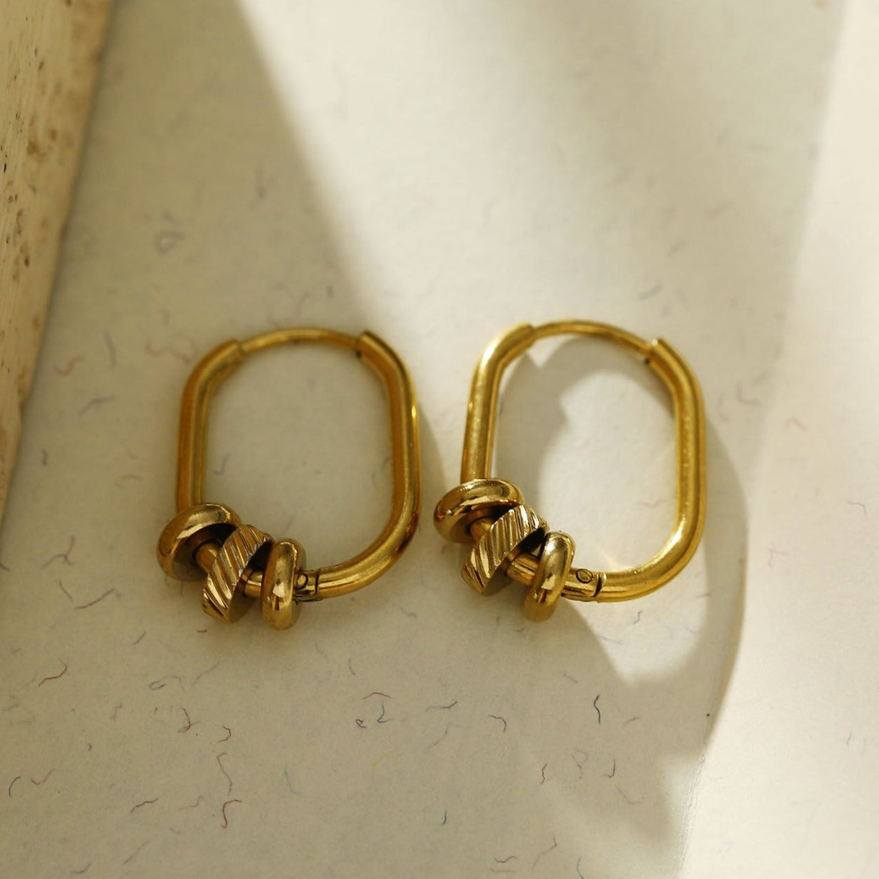 CORETTA Rectangle Beaded Hoops