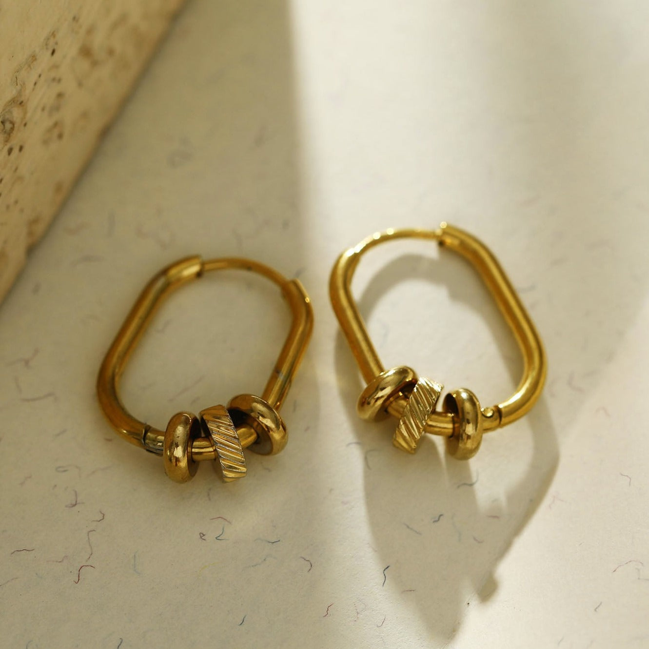 CORETTA Rectangle Beaded Hoops