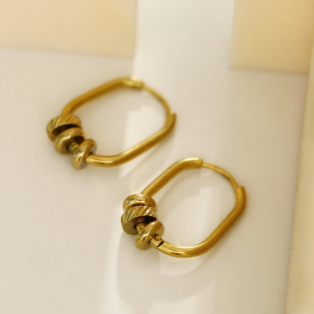 CORETTA Rectangle Beaded Hoops