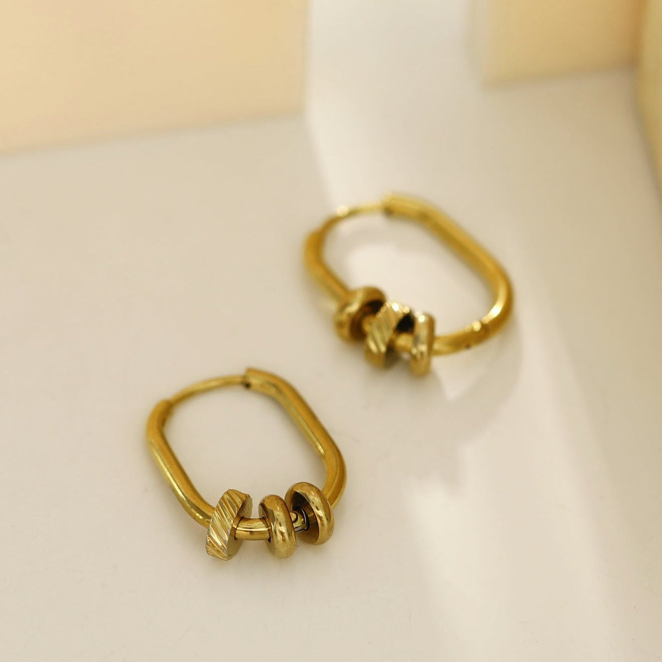 CORETTA Rectangle Beaded Hoops