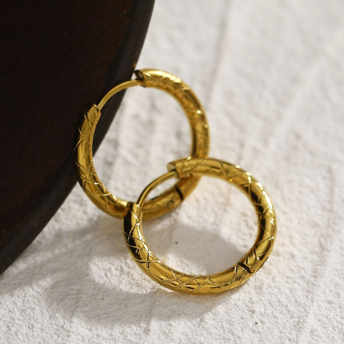 MALENA: Decorative Etched Hoop Earrings