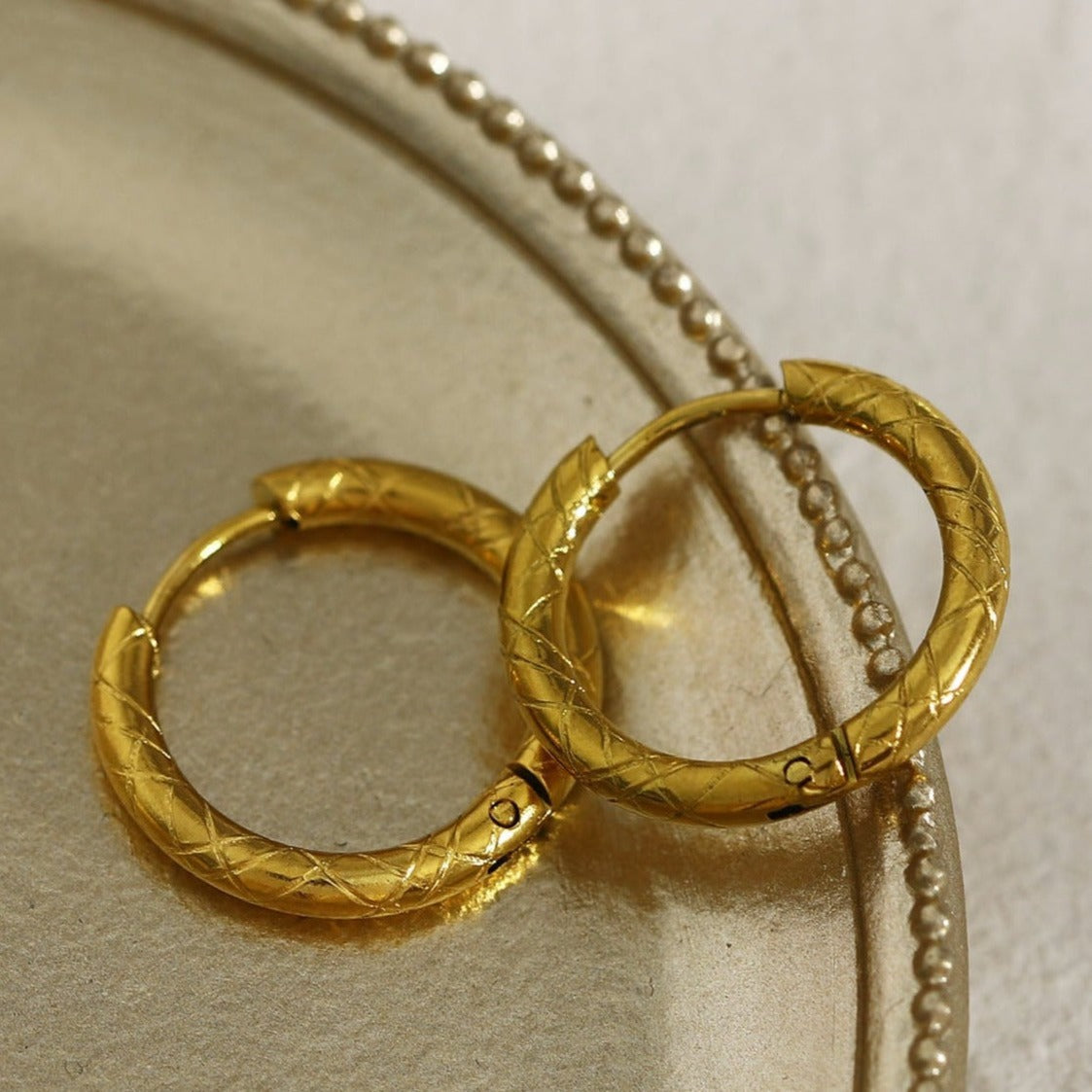 MALENA: Decorative Etched Hoop Earrings