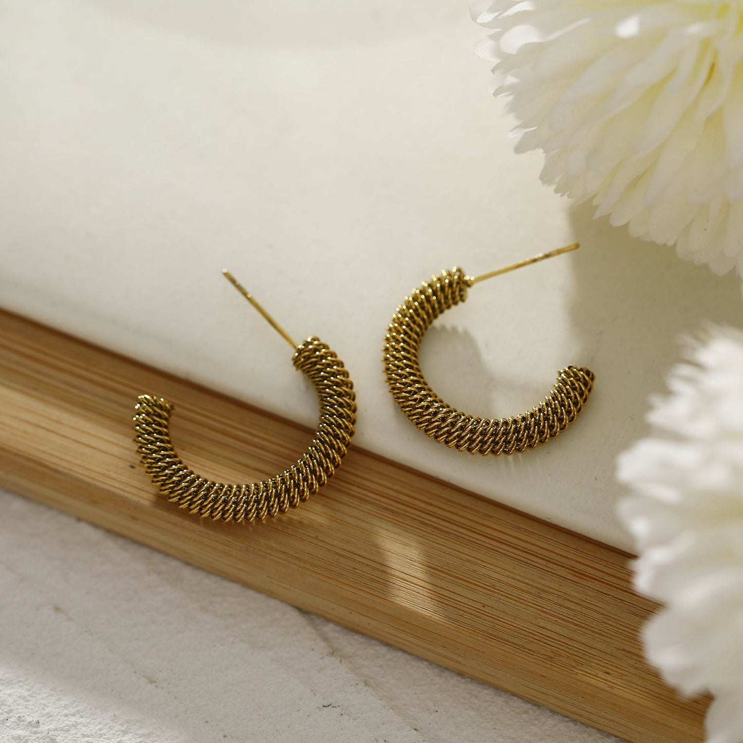 KUMASI Richly Textured Gold Hoop Earrings