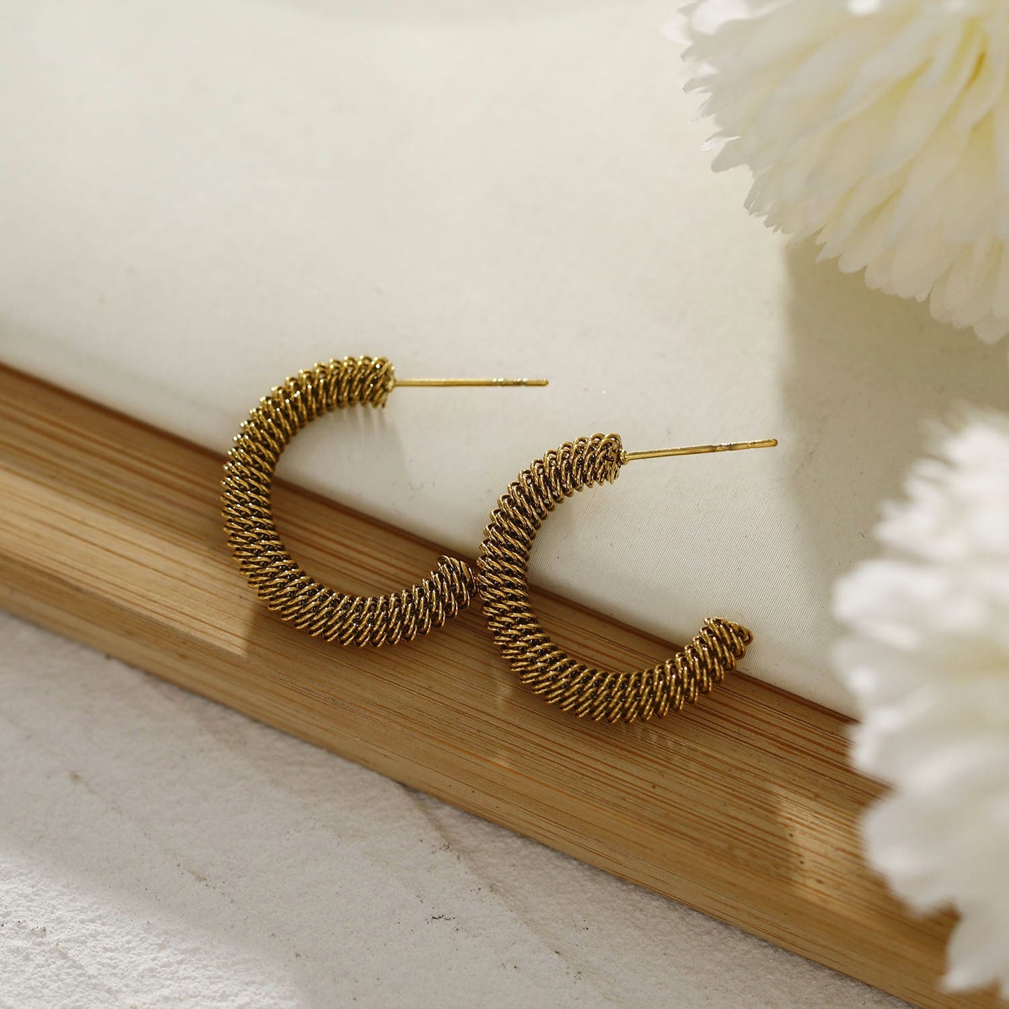 KUMASI Richly Textured Gold Hoop Earrings