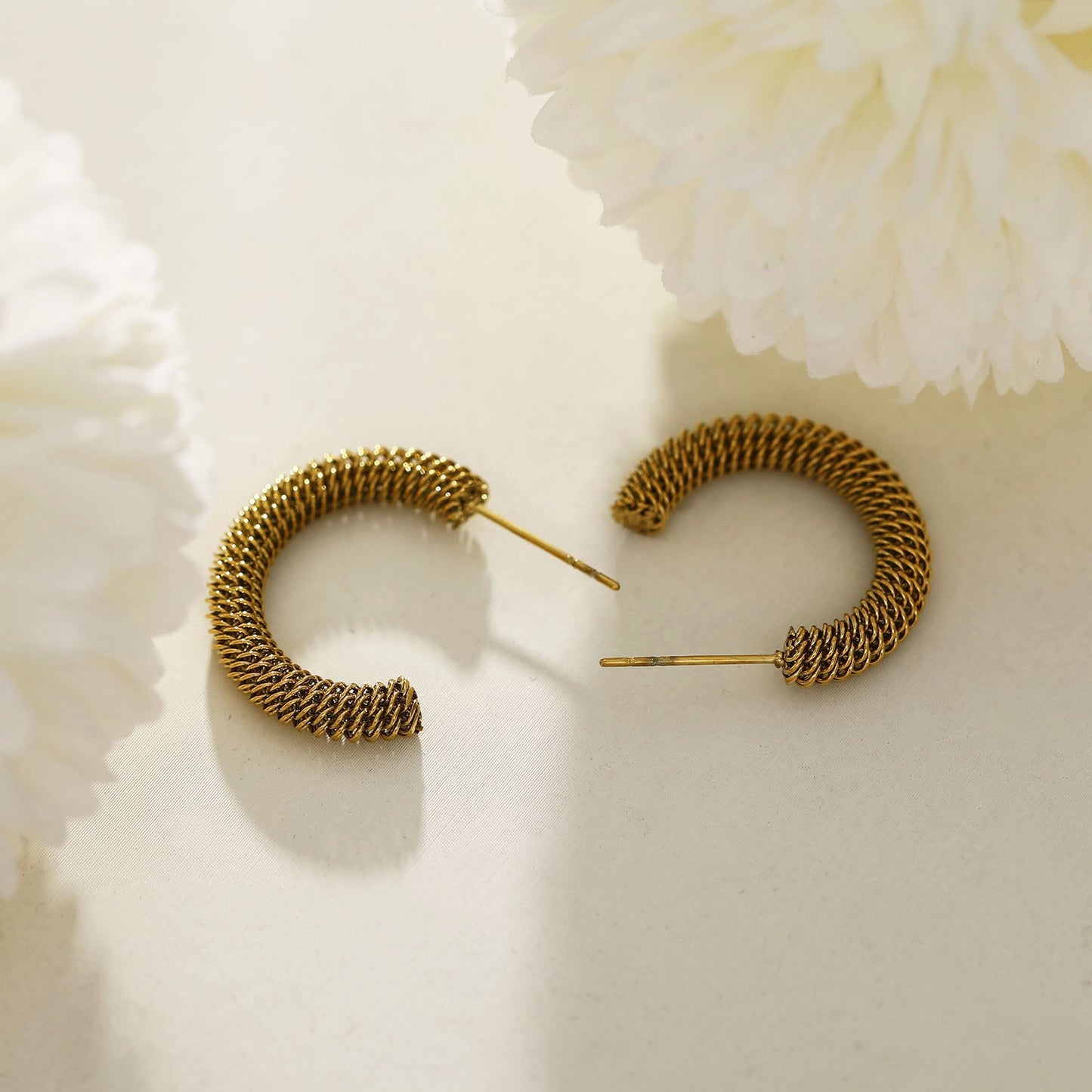 KUMASI Richly Textured Gold Hoop Earrings