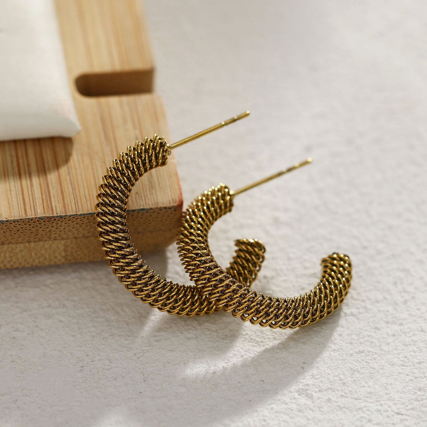 KUMASI Richly Textured Gold Hoop Earrings